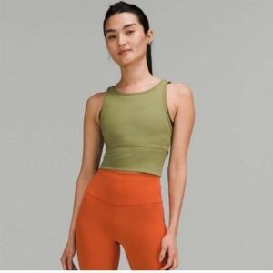Women's Lululemon Power Pivot Green Ribbed Tank Top